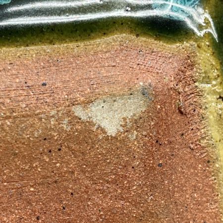   小樽窯 角皿 25cm 青緑色 ブルー グリーン 陶器皿 食器