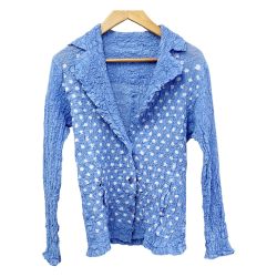 ◆◆ ISSEY MIYAKE ME イッセイミヤケ 長袖シャツ ドット柄 ミセス レディース MI12FD561 スカイブルー Bランク