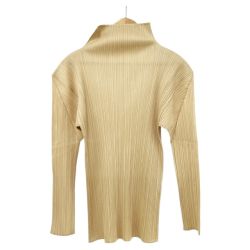 ◆◆ PLEATS PLEASE  ISSEY MIYAKE イッセイミヤケ 長袖シャツ size3 無地 レディース PP04-JK604 ベージュ Bランク