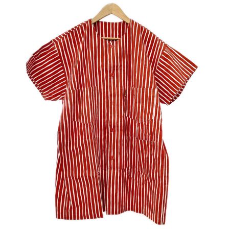  ISSEY MIYAKE イッセイミヤケ 半袖シャツ ストライプ 製造萩原 C-KN3333 ボタン1つ欠損 レディース オレンジ