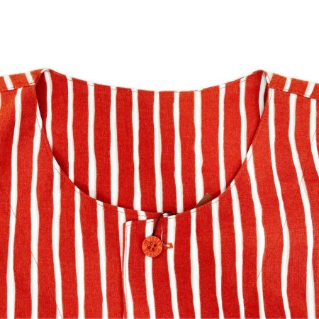  ISSEY MIYAKE イッセイミヤケ 半袖シャツ ストライプ 製造萩原 C-KN3333 ボタン1つ欠損 レディース オレンジ