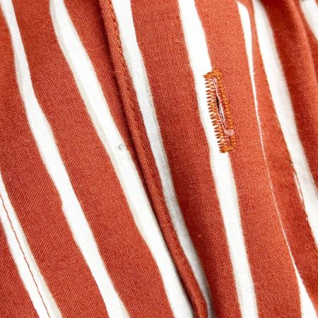  ISSEY MIYAKE イッセイミヤケ 半袖シャツ ストライプ 製造萩原 C-KN3333 ボタン1つ欠損 レディース オレンジ