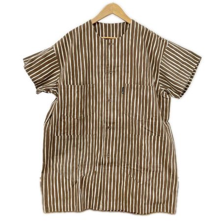  ISSEY MIYAKE イッセイミヤケ 半袖シャツ ストライプ 萩原製造 C-KN3333 レディース ブラウン