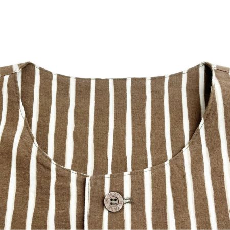  ISSEY MIYAKE イッセイミヤケ 半袖シャツ ストライプ 萩原製造 C-KN3333 レディース ブラウン