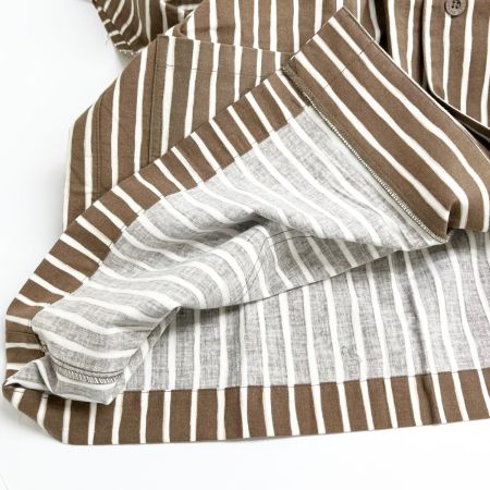  ISSEY MIYAKE イッセイミヤケ 半袖シャツ ストライプ 萩原製造 C-KN3333 レディース ブラウン