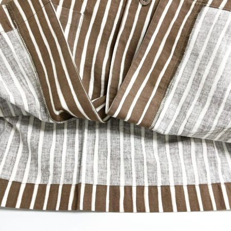  ISSEY MIYAKE イッセイミヤケ 半袖シャツ ストライプ 萩原製造 C-KN3333 レディース ブラウン