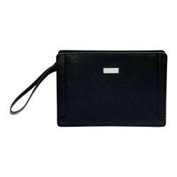 ◆◆ BURBERRY バーバリー セカンドバッグ クラッチバッグ サフィアーノ レザー メンズ ブラック Aランク