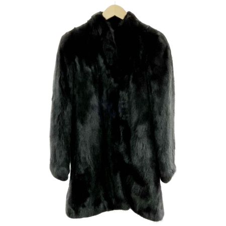   毛皮コート ミンクコート 15号 ミディアム丈 アウター レディース ブラック