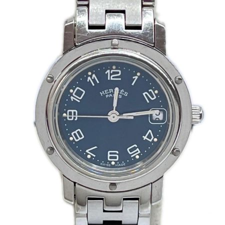  HERMES エルメス クリッパー ステンレススチール 腕時計 レディースウォッチ 箱・取説・コマ付