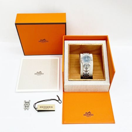  HERMES エルメス クリッパー ステンレススチール 腕時計 レディースウォッチ 箱・取説・コマ付