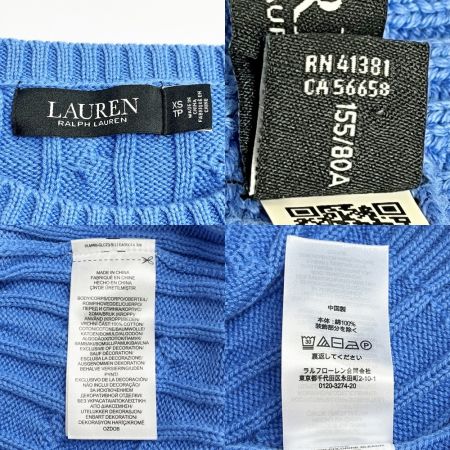  RALPH LAUREN ラルフローレン ニット半袖Tシャツ XSサイズ レディース ブルー