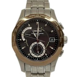 ◆◆ SEIKO セイコー 腕時計 電波ソーラー ステンレススチール 8B53-0AA1 シルバーブラウン系 Bランク