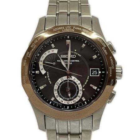  SEIKO セイコー 腕時計 電波ソーラー ステンレススチール 8B53-0AA1 シルバーブラウン系