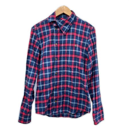  Vivienne Westwood ヴィヴィアン・ウエストウッド 長袖シャツ ネルシャツ チェック レッド ネイビー サイズ44 レッド