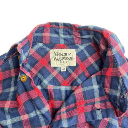  Vivienne Westwood ヴィヴィアン・ウエストウッド 長袖シャツ ネルシャツ チェック レッド ネイビー サイズ44 レッド