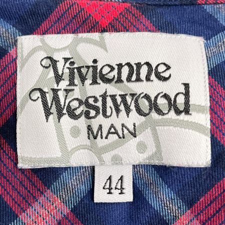  Vivienne Westwood ヴィヴィアン・ウエストウッド 長袖シャツ ネルシャツ チェック レッド ネイビー サイズ44 レッド