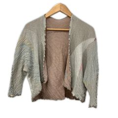  JURGEN LEHL ヨーガンレール カーディガン Mサイズ レディース グレー×ピンク Bランク