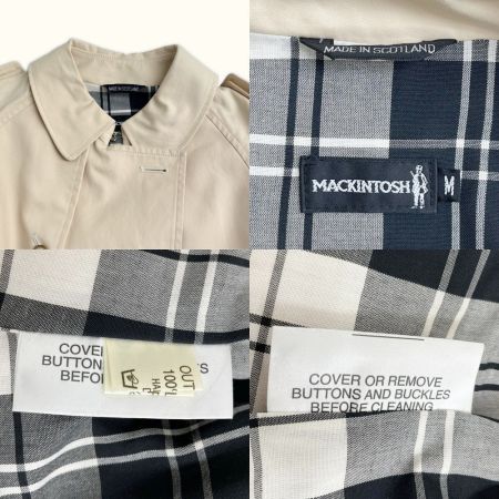  MACKINTOSH ロングコート Mサイズ 裏地白黒チェック クリーム ベージュ ホワイト系 クリーム