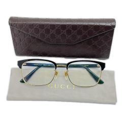 ◆◆ GUCCI グッチ 眼鏡 ケース付 度入り GG09340A ブラック×グリーン Bランク