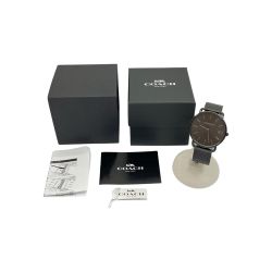 ◆◆ COACH コーチ 腕時計 クォーツ ステンレススチール ブラック チャールズ 箱・取説付 Dランク