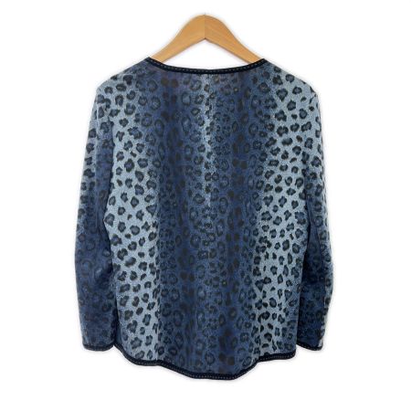  ITALIYA イタリヤ 伊太利屋 ジップカーディガン 11号 豹柄 ヒョウ レディース ミセス ネイビー