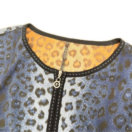  ITALIYA イタリヤ 伊太利屋 ジップカーディガン 11号 豹柄 ヒョウ レディース ミセス ネイビー
