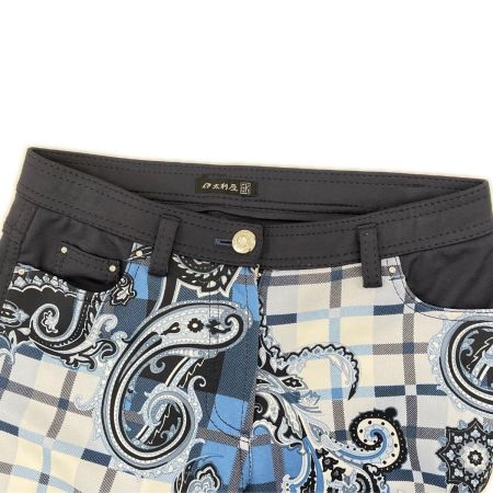  ITALIYA イタリヤ 伊太利屋 パンツ チェック＆ペイズリー 9号 レディース ミセス ネイビー