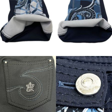  ITALIYA イタリヤ 伊太利屋 パンツ チェック＆ペイズリー 9号 レディース ミセス ネイビー