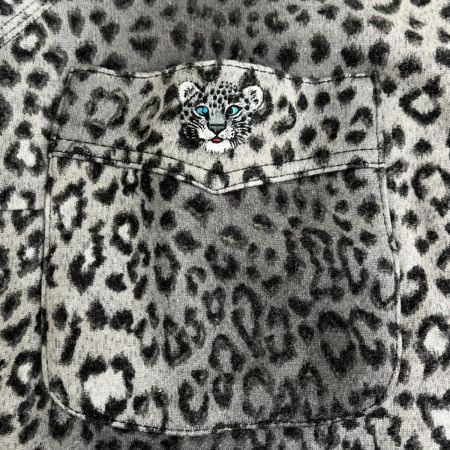  ITALIYA イタリヤ 伊太利屋 半袖カットソー 13号 アニマル柄 ヒョウ柄 2ポッケ レディース ミセス  ライトグレー