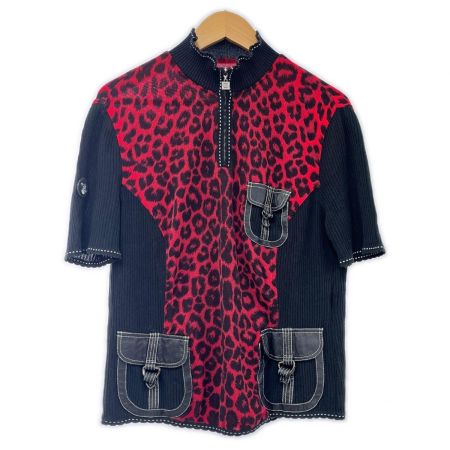  伊太利亜 ITALIYA イタリヤ 半袖カットソー ヒョウ柄 13号 レディース ミセス レッド