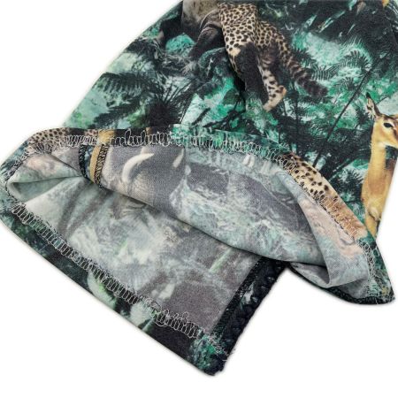  ITALIYA イタリヤ 伊太利屋 パンツ 11号 ジャングル ヒョウ柄 ボトムス レディース ミセス グリーン