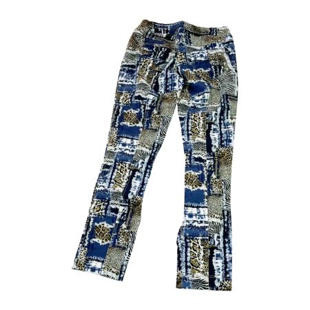  伊太利亜 ITALIYA イタリヤ パンツ ヒョウ＆ゼブラ サイド ミニワッペン 9号 レディース  ブルー