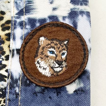  伊太利亜 ITALIYA イタリヤ パンツ ヒョウ＆ゼブラ サイド ミニワッペン 9号 レディース  ブルー