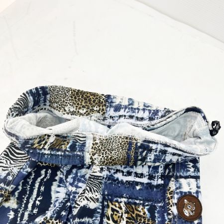  伊太利亜 ITALIYA イタリヤ パンツ ヒョウ＆ゼブラ サイド ミニワッペン 9号 レディース  ブルー