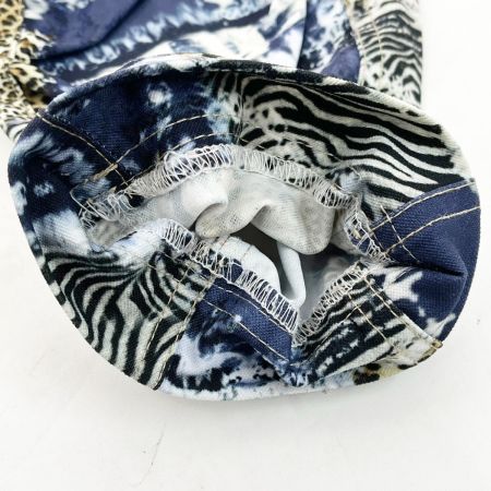  伊太利亜 ITALIYA イタリヤ パンツ ヒョウ＆ゼブラ サイド ミニワッペン 9号 レディース  ブルー