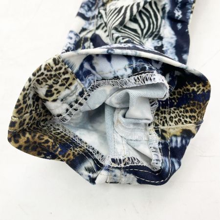 伊太利亜 ITALIYA イタリヤ パンツ ヒョウ＆ゼブラ サイド ミニワッペン 9号 レディース  ブルー