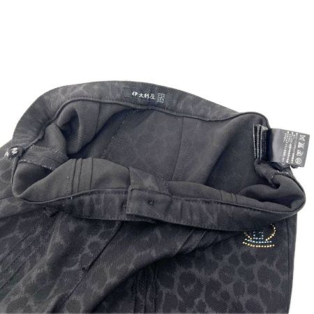  ITALIYA イタリヤ 伊太利屋 パンツ ボトムス 9号 ヒョウ柄 3ライン レディース ミセス ブラック