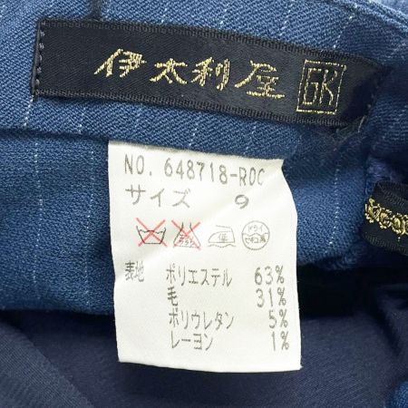  ITALIYA イタリヤ 伊太利屋 パンツ 9号 ストライプ ポッケGK レディース ミセス ブルー