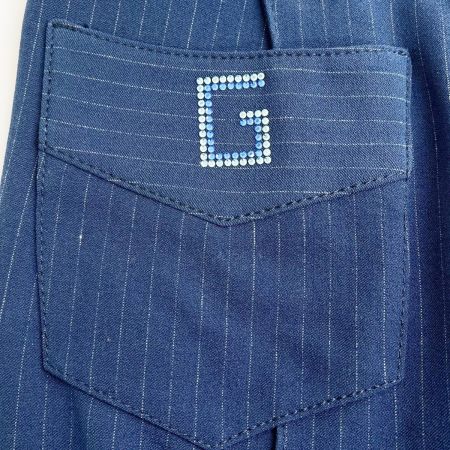  ITALIYA イタリヤ 伊太利屋 パンツ 9号 ストライプ ポッケGK レディース ミセス ブルー