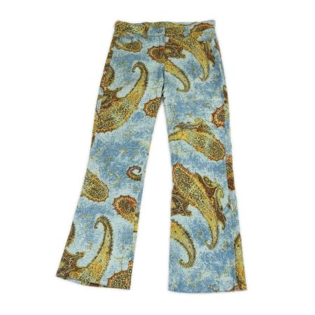  ITALIYA イタリヤ 伊太利屋 パンツ 11号 ビッグペイズリー レディース ミセス スカイブルー