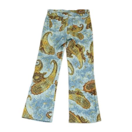  ITALIYA イタリヤ 伊太利屋 パンツ 11号 ビッグペイズリー レディース ミセス スカイブルー