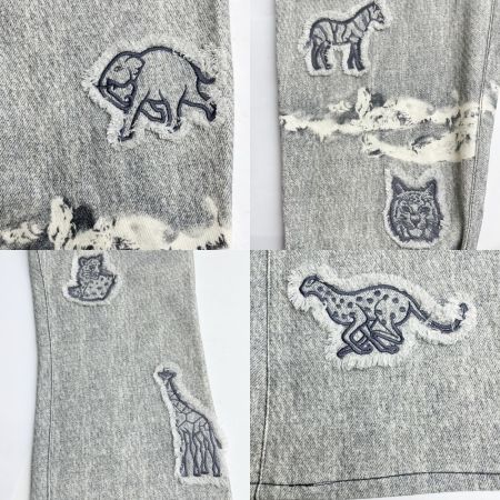  ITALIYA イタリヤ 伊太利屋 パンツ 9号 エレファント ゼブラ ジェラフ ワッペン レディース ミセス ライトグレー