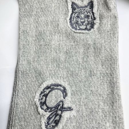  ITALIYA イタリヤ 伊太利屋 パンツ 9号 エレファント ゼブラ ジェラフ ワッペン レディース ミセス ライトグレー