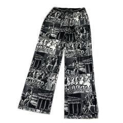  ITALIYA イタリヤ 伊太利屋 パンツ ボトムス 9号 ホース柄 ブラック レディース ミセス Bランク