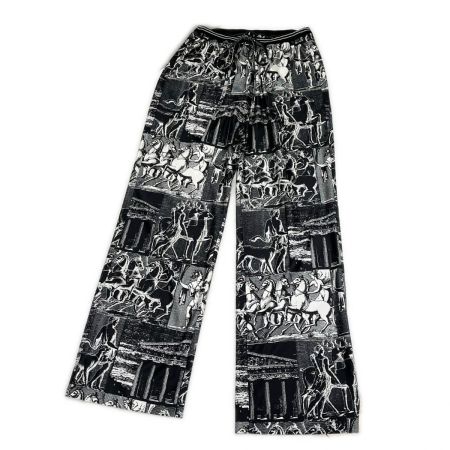  ITALIYA イタリヤ 伊太利屋 パンツ ボトムス 9号 ホース柄 ブラック レディース ミセス