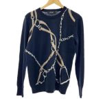 ◆◆ RALPH LAUREN ラルフローレン ニット セーター Mサイズ ベルティングプリント メンズ ネイビー Bランク