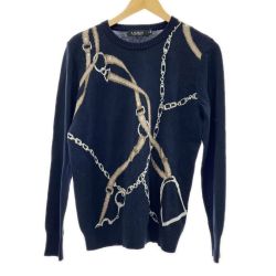 ◆◆ RALPH LAUREN ラルフローレン ニット セーター Mサイズ ベルティングプリント メンズ ネイビー Bランク