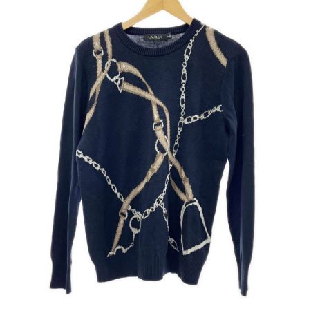  RALPH LAUREN ラルフローレン ニット セーター Mサイズ ベルティングプリント メンズ ネイビー