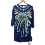 ◆◆ ITALIYA イタリヤ 伊太利屋 チュニック 11号 カラフルリボンレース タグ付 レディース ネイビー Aランク