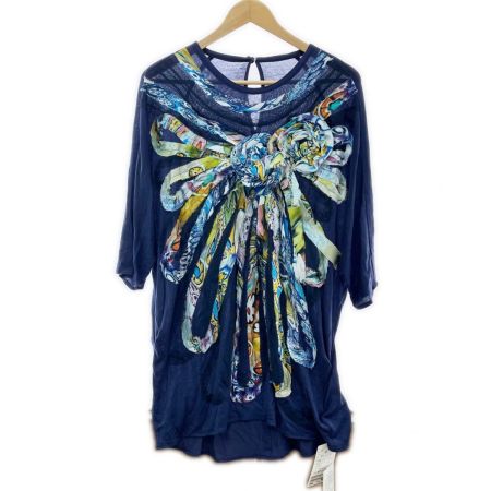  ITALIYA イタリヤ 伊太利屋 チュニック 11号 カラフルリボンレース タグ付 レディース ネイビー